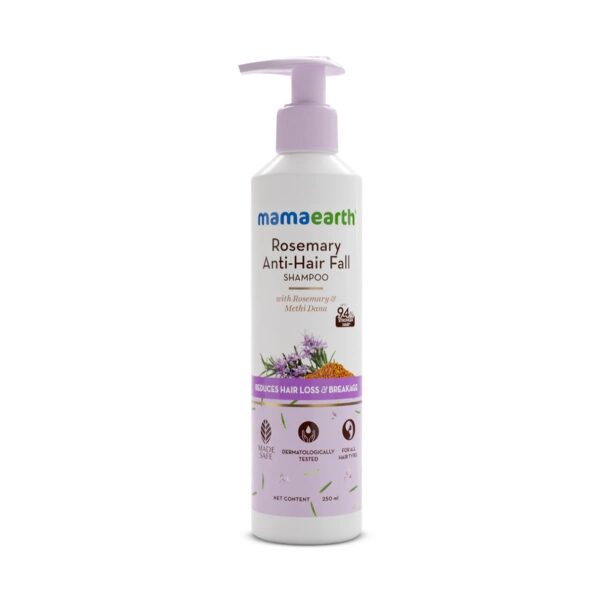 Mamaearth Rosemary Anti Hair Fall Shampoo with Rosemary & Methi Dana for Reducing Hair Loss & Breakage- 250 ml | Up to 94% Stronger Hair* | Up to 93% Less Hair Fall | For Men and Women - Fast Shipping to USA & Canada
