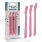 Vega Eyebrow Shaper for Women - Pack of 3 Reusable Face Razor, Painless Facial Hair Removal, Razor for Face, Eyebrows, Upper Lips, Chin, Side Locks, Forehead, (ESS-01) - Fast Shipping to USA & Canada - Image 2