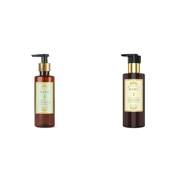 Kama Ayurveda Lavender Patchouli Body Cleanser with Pure Essential Oils of Lavender and Patchouli & Kama Ayurveda Lavender Patchouli Hair Cleanser - 200 ML Combo - Fast Shipping to USA & Canada