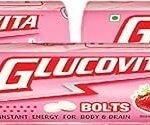 Glucovita Instant Energy Bolts - Strawberry 16.2g (Pack of 3) - Fast Shipping to USA & Canada