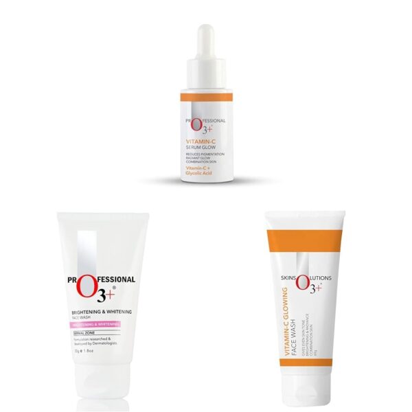 O3+ Vitamin C Serum Glow- Face & O3+ Brightening and Whitening Face Wash, 50g & O3+ Vitamin C Face Wash Glow For Daily Brightening & Gentle Cleansing 60g - Fast Shipping to USA & Canada