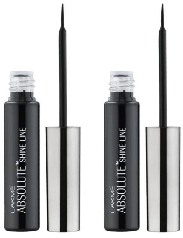 LAKME Absolute Shine Liquid Eye Liner, Black, Long Lasting Shimmery Liner For A Glossy Finish - Smudge Proof Eye Makeup Gel, Does Not Fade, 4.5 Ml (Pack Of 2) - Fast Shipping to USA & Canada