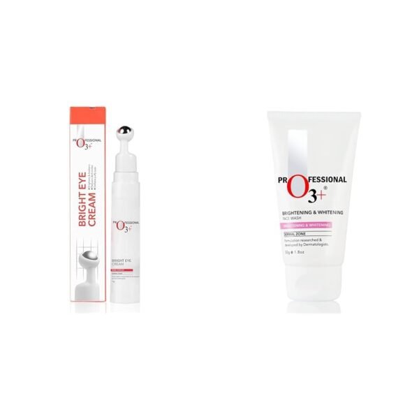 O3+ Bright Under Eye Circle Cream - Brightening & Whitening For Dark Circles & O3+ Brightening and Whitening Face Wash Combo - Fast Shipping to USA & Canada