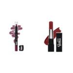 Glam 21 Lip Seduction Non- Transfer Crayon LipstickCreamy Matte Formula - 2.8gm|Purple Mousse|12 & Ultra Velvet Lipstick Long-lasting | Matte finish 2.5gm | Deep Red-3 - Fast Shipping to USA & Canada