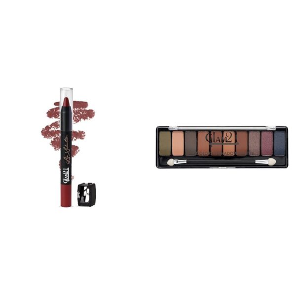 Glam 21 Lip Seduction Non- Transfer Crayon LipstickMystique Brown|10 Shades of Trend Eyeshadow Palette 10 Highly Pigmented Shades |Smudge Free & Long-Lasting 13.5gm - Shade -05 - Fast Shipping to USA & Canada