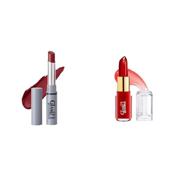 Glam 21Long Lasting Non-Transfer Lipstick|Light Maroon-05 Jelly Pop fruity gel lipstick| Moisturising Glossy Finish Gives a Natural Colour Lightweight 02- Strawberry Red, 3.5gm - Fast Shipping to USA & Canada