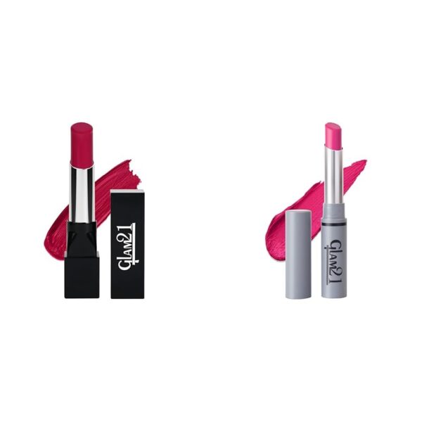 Glam 21 Ultra Velvet Lipstick | Long-lasting stay on lips | Lovely matte finish | 2.5gm | Red Wine-8 & Long Lasting Non-Transfer Lipstick|Creamy Matte Formula - 2.8gm|Wild Magenta-17 - Fast Shipping to USA & Canada