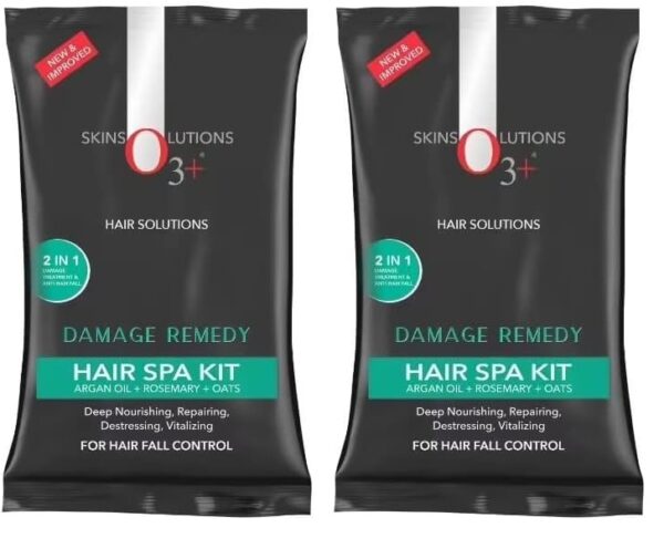 O3+ Hair Spa Kit Infused with Argan Oil, Rosemary & Oats for Fall Control, Deep Nourishing & Repairing | Shampoo | Hair Mask | Hair Serum | 30g + 30ml (Pack of 2) - Fast Shipping to USA & Canada
