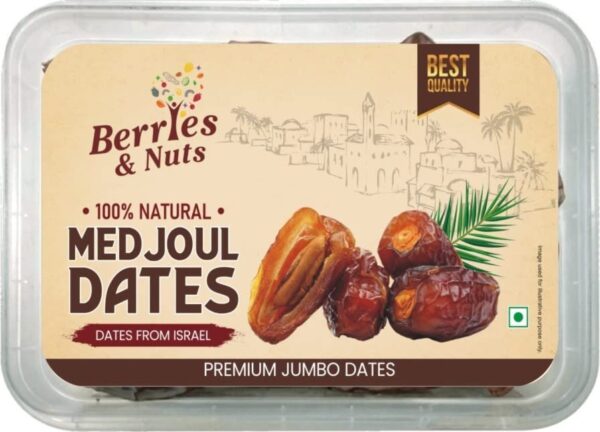 Berries And Nuts Premium Jumbo Hand Picked Fresh Medjoul Dates|Jumbo Medjoul Dates, Medjool Dates|500 Grams - Fast Shipping to USA & Canada