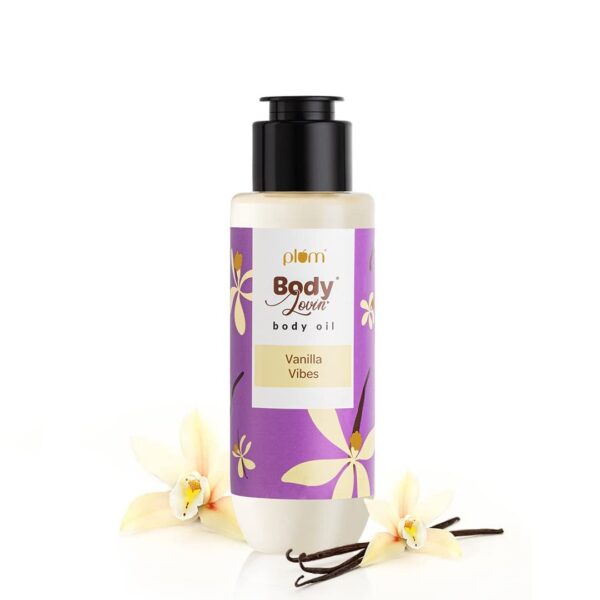 Plum BodyLovin' Vanilla Vibes Body Oil | Intense Moisture & Instant Glow | Long Lasting Warm Vanilla Fragrance | Non-Greasy & Lightweight | Soft & Nourished Skin | For Dry To Very Dry Skin - 100ml - Fast Shipping to USA & Canada