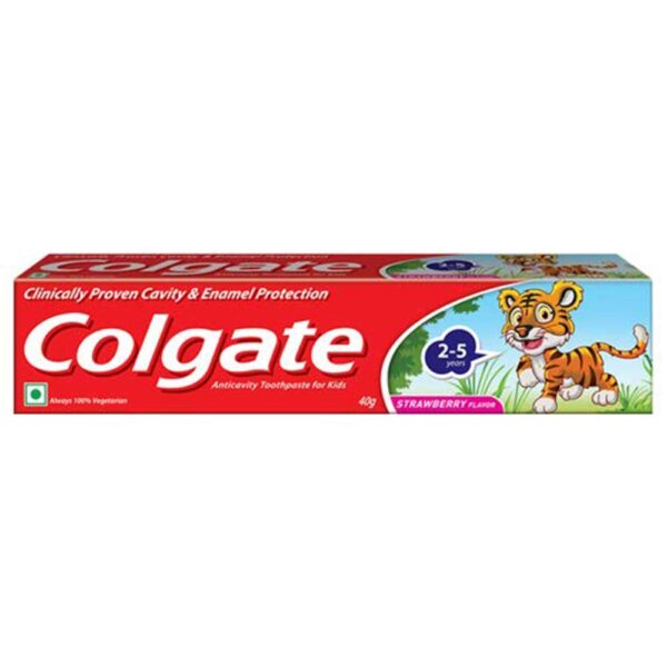 Colgate Kids Anticavity Toothpaste (2-5 years), Strawberry flavour ? 40g with Free Stickers - Fast Shipping to USA & Canada