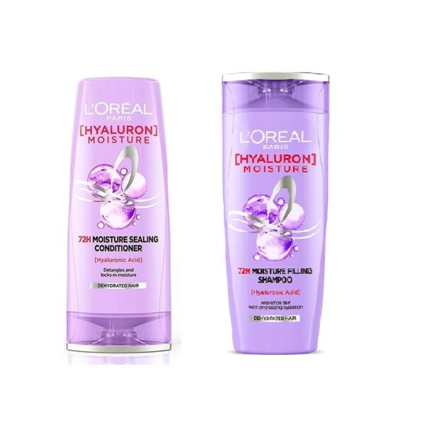 L'Oreal Paris Hyaluron Moisture 72H Moisture Sealing Conditionerfor Dry Hair Type 82.5ml & Hyaluron Moisture 72H Moisture Filling Shampoo 71.5ml (pack of-2) - Fast Shipping to USA & Canada