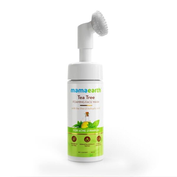 Mamaearth Tea Tree Foaming Face Wash with Tea Tree and Salicylic Acid for Acne and Pimples - 150ml Gently Cleanses |Removes Excess Oil |Antibacterial - Fast Shipping to USA & Canada