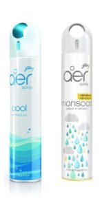 Godrej aer spray, Air Freshener for Home & Office - Cool Surf Blue & Monsoon Odour Refresh | Remove Damp Smell | Long-Lasting Fragrance | Pack of 2 (240 ml each) - Fast Shipping to USA & Canada