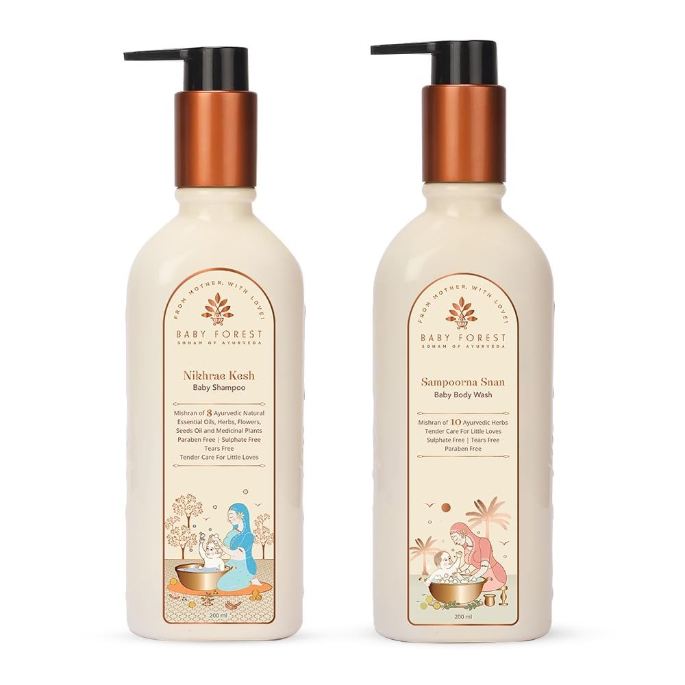 511tBShKpyL-1.jpg Baby Forest Nikhrae Kesh Baby Shampoo Infused With Paraben- Free 200ml and Baby Forest Sampoorna Snan Baby Body Wash 200ml - Fast Shipping to USA & Canada - Image 1