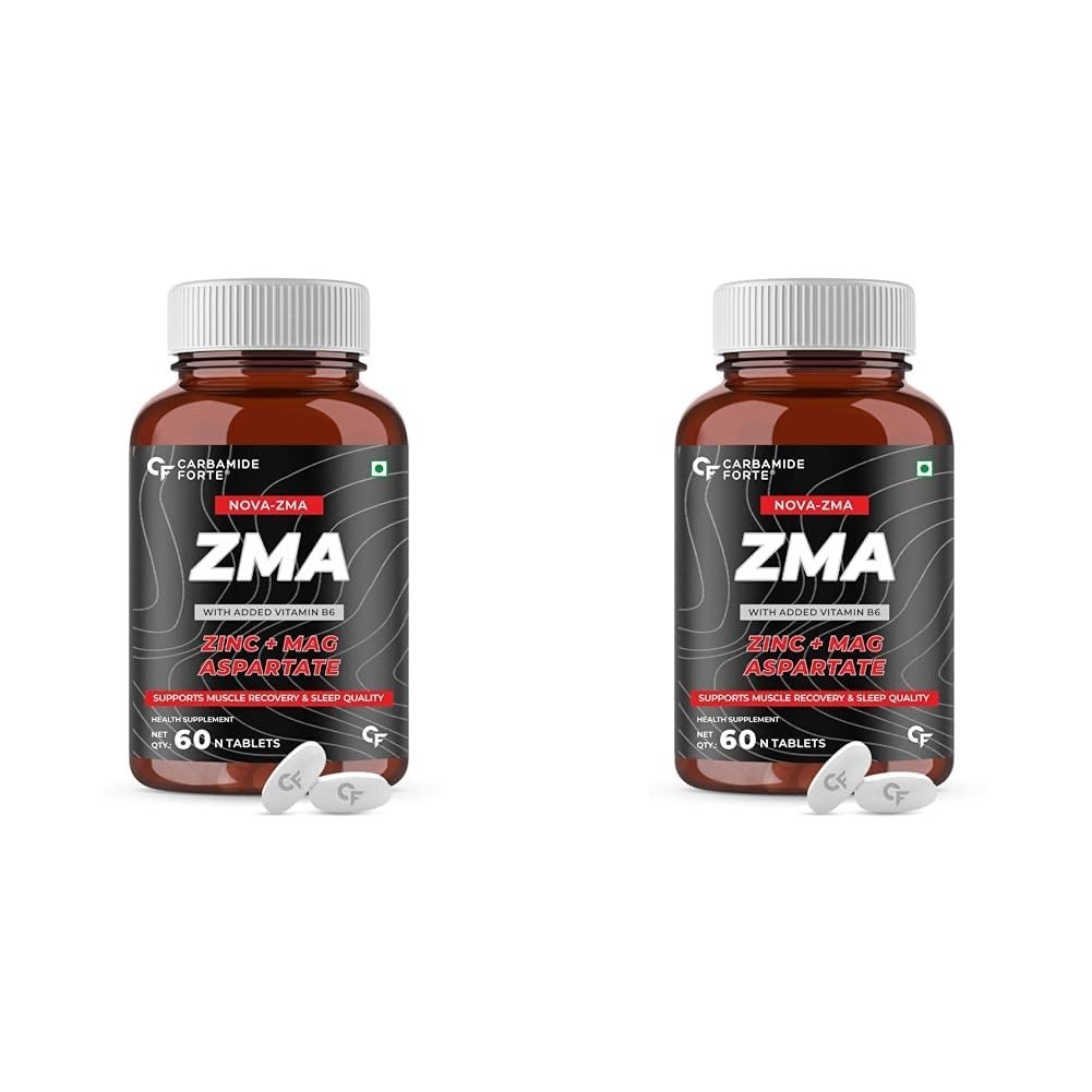 511zW1JGPSL-1.jpg Carbamide Forte ZMA Supplements for Men & Women - Zinc, Magnesium Aspartate & Vitamin B6 - Nighttime Muscle Recovery Supplements for Muscle Strength - 60 Veg Tablets 60 Count (Pack of 2) - Fast Shipping to USA - Image 1