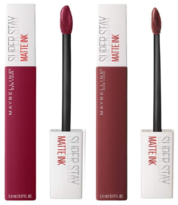 Maybelline New York Super Stay Matte Ink Liquid Lipstick, 115 Founder, 5g & Maybelline New York Super Stay Matte Ink Liquid Lipstick, 50 Voyager, 5ml - Fast Shipping to USA & Canada