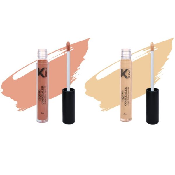 KINDED Liquid Concealer Full Coverage Colour Corrector Contour Waterproof HD Pro Master Series for Dry & Oily Skin Dark Circles & Spots (Creamy Matte, Peachy Orange & Cream Cushion Combo, 6 ml each) - Fast Shipping to USA & Canada