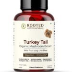 Rooted Turkey Tail mushroom Extract Capsules (60 Veg Caps, 500 mg) | Heart health, Stress Relief, Liver. USDA Organic, 30% Beta Glucans, Certified organic - Fast Shipping to USA