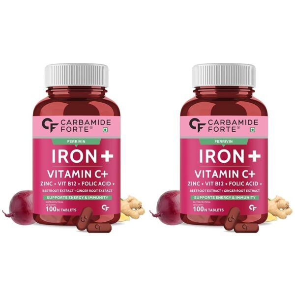 Carbamide Forte Iron Supplement for Women and Men with Folic Acid & Vitamin C| Iron tablets for Women & Men | Pack of 200 Tablets