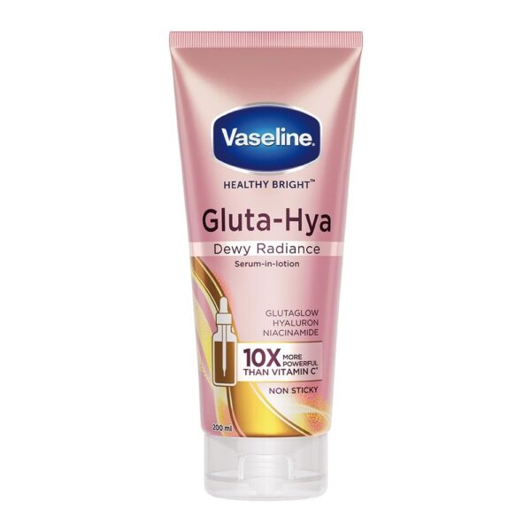 Vaseline Gluta-Hya Dewy Radiance Lotion for Face & Body | Gives Brighter Skin | Glutathione & Niacinamide Infused Moisturizer, 200ml - Fast Shipping to USA & Canada