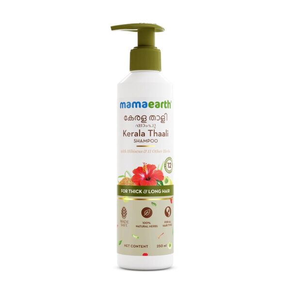 Mamaearth Kerala Thaali Shampoo with Hibiscus, Shikakai, Amla, Flax Seeds for Thick & Long Hair - 250 ml| Ready To Use Thali | Gently Cleanses | Adds Shine | 12 Potent Herbs | 100% Natural Herbs - Fast Shipping to USA & Canada