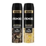 Axe Dark Temptation Men's Deodorant + Axe Gold Temptation Long Lasting Deodorant Bodyspray For Men, With An Irresistible Scent 215ml, Pack of 2 - Fast Shipping to USA & Canada