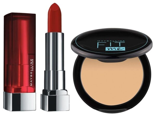 Maybelline New York Full Coverage Matte Lipstick,Intense Colour,677 Noho Amber,3.9Gm&Oli Control Powder For All Skin Types,With Spf To Protect Skin From Sun,Absorbs Oil,128 Warm Nude,6G,Pack Of 1 - Fast Shipping to USA & Canada