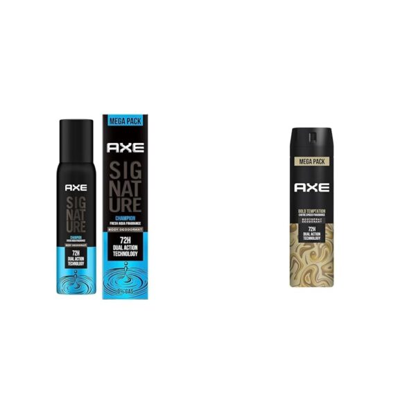 AXE Signature Champion Long Lasting No Gas Body Deodorant Spray For Men 200 Ml,Axe Gold Temptation Long Lasting Deodorant Bodyspray For Men, 215ml - Fast Shipping to USA & Canada