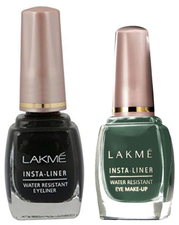 LAKME Insta Liquid Eye Liner Matte Finish, Green, 9ml & Insta Eye Liner Matte Finish, Black, Water Resistant, Long-Lasting, 9ml - Fast Shipping to USA & Canada