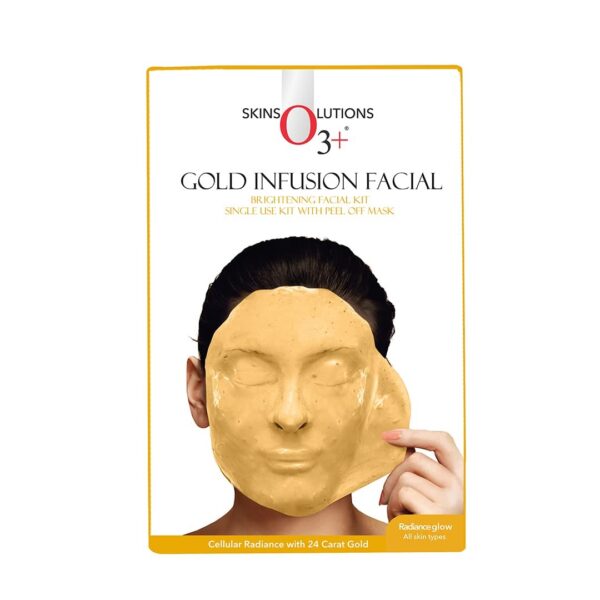 O3+ Gold Infusion Brightening Facial Kit 45g with Peel off Mask for Glowing Skin | Helps Exfoliate & Detoxify the Skin, For All Skin Types - Fast Shipping to USA & Canada