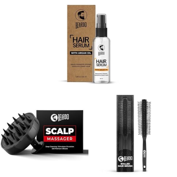Beardo Hair Serum 50ml, Scalp Massager with Soft Silicone Handle, Roller Hair Brush for Men, - Fast Shipping to USA & Canada
