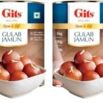 Gits Open & Eat Gulab Jamun Tin, 16 Pieces per Can, Mouth-Watering Indian Mithai, 1Kg (Pack of 2) - Fast Shipping to USA & Canada