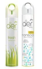 Godrej aer spray, Air Freshener for Home & Office - Fresh Lush Green & Monsoon Odour Refresh | Remove Damp Smell | Long-Lasting Fragrance | Pack of 2 (240 ml each) - Fast Shipping to USA & Canada