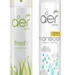 Godrej aer spray, Air Freshener for Home & Office - Fresh Lush Green & Monsoon Odour Refresh | Remove Damp Smell | Long-Lasting Fragrance | Pack of 2 (240 ml each) - Fast Shipping to USA & Canada