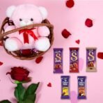 Cadbury Dairy Milk Silk Special Valentine's Gift Basket with Teddy Bear, 222 g - Fast Shipping to USA & Canada - Image 4