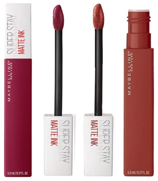 Maybelline New York Super Stay Matte Ink Liquid Lipstick, 115 Founder, 5g & Maybelline New York Super Stay Matte Ink Liquid Lipstick, Seeker, 5g - Fast Shipping to USA & Canada