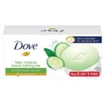 Dove Fresh Beauty Bar (pack of 6) 75g each for Hydrated Skin with Cucumber & Green Tea Leaves scent - Fast Shipping to USA & Canada