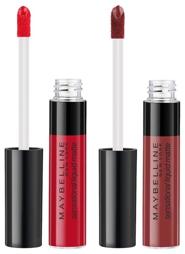 Maybelline New York Sensational Liquid Matte Lipstick 11, Made Easy, 7G. and Maybelline New York Sensational Liquid Matte Lipstick 03 Flush It Red, 7G - Fast Shipping to USA & Canada