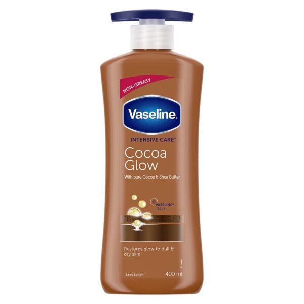 VASELINE NEW INTENSIVE CARE COCOA GLOW WITH PURE COCOA BUTTER BODY LOTION FOR RESTORES DRY SKIN (IMPORTED)400 ml - Fast Shipping to USA & Canada