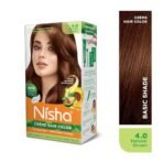 Nisha Cream Hair Color Natural Brown, Permanent Hair Colour for Women Men, No Ammonia, Ultra Soft Deep Shine, 100% Grey Coverage, 4.0 Natural Brown Hair Colour 120gm Pack of 2 - Fast Shipping to USA & Canada - Image 3