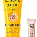 LAKME Sun Expert Spf 30 Pa++ Ultra Matte Lotion Sunscreen, 50 Ml & 9 To 5 Complexion Care Face Cc Cream, Bronze, Spf 30, Conceals Dark Spots & Blemishes, 9G - All Skin Type - Fast Shipping to USA & Canada