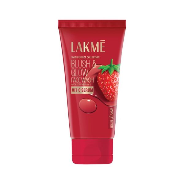 LAKME Blush & Glow Exfoliating Face Wash With Vitamin C Serum, Hydrating And Gentle Facewash With Strawberry Fruit Extracts, 100Gm - Fast Shipping to USA & Canada