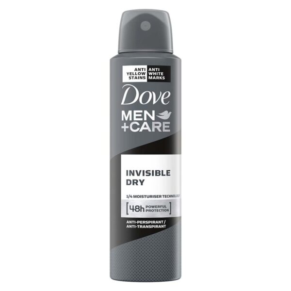 Dove Men+Care Invisible Dry Spray Antiperspirant Deodorant, Up To 48 Hrs Protection From Sweat & Odour, Instantly Dry Soothes & Moisturises Skin, Long-Lasting Subtle Scent, 150Ml - Fast Shipping to USA & Canada