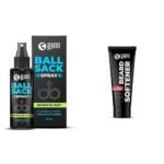 Beardo Ball Sack Spray For Men, 50ml | Intimate Care Spray for Fresh, Clean and Dry Balls | Intimat,Beardo Beard Softner, 50g | Beard cream for men | Frizz-free, detangled, Shiny Beard | Vitamin E, A - Fast Shipping to USA & Canada