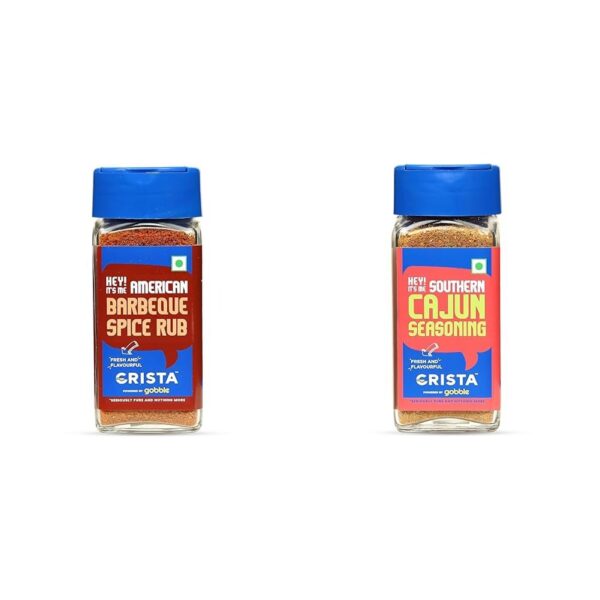 CRISTA International Multipurpose Combo - 4 | Barbeque Spice Rub X 1, 50 gms & Cajun Seasoning X 1, 50 gms | No Added Colours, Fillers & Preservatives | Pack of 2
