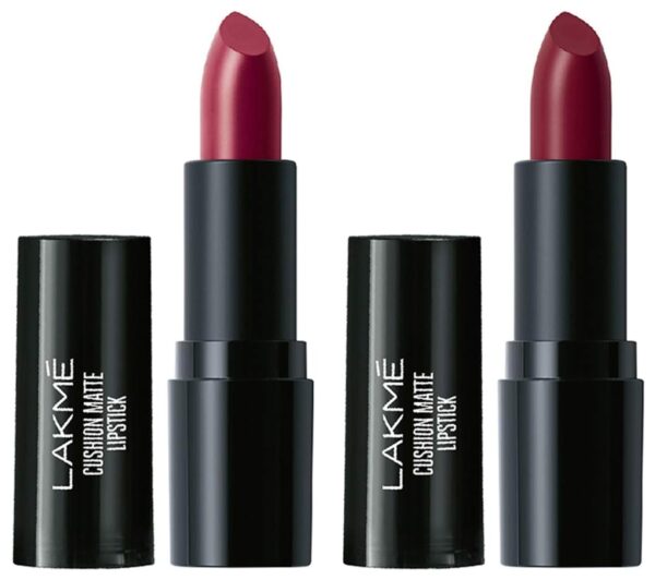 LAKME Cushion Matte Lipstick, Burgundy Bloom, 4.5 g & Cushion Matte Lipstick, Plum Obsession, 4.5 g - Fast Shipping to USA & Canada
