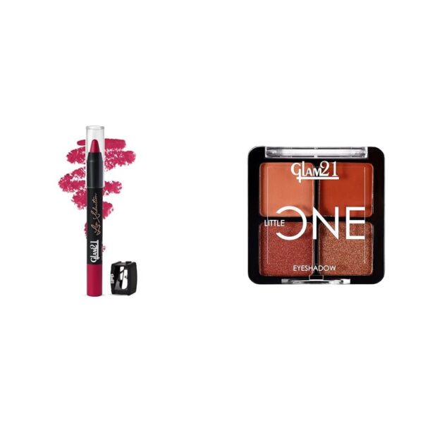 Glam 21 Lip Seduction Non- Transfer Crayon Lipstick|Pink Charm|06 Little One 4-in-1 Eyeshadow Palette Ultra pigmented, Easy to blend Long Lasting Eye Make Up Kit |Little Lady-04 - Fast Shipping to USA & Canada