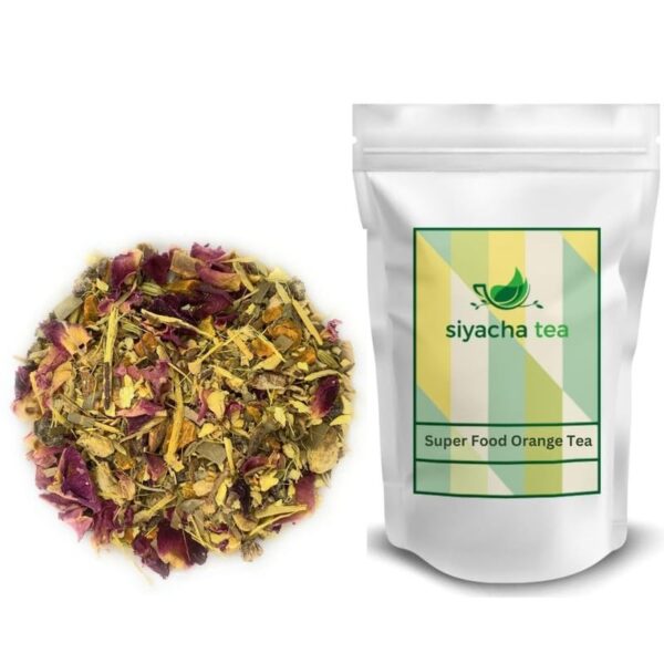 Siyacha Tea Super Food - Orange Tea 100g|100% Caffeine Free|Fruit Infusion Chai Patti|Loose Leaf Herbal Tisane|Helps in Boosting Metabolism Aids Digestion|Natural Detox|Indian Spice Masala Blend - Fast Shipping to USA & Canada