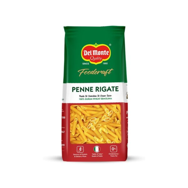 Del Monte Foodcraft Penne Rigate Pasta (100% Durum Wheat - No Maida),500 grams/ 400 grams